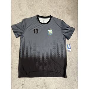 NEW MESSI Argentina National Soccer Jersey Size Adult Men Large BLACK GRAY